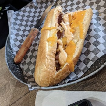 Real Burger - HALF of this giant footlong hot dog - Burgers Near Me - Waterdown, Ontario Real Burger - HALF of this giant footlong hot dog - Burgers Near Me - Waterdown, Ontario