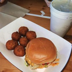 Burger Basket - Junior Cheese Burger & Hush Puppies