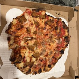 This is the how the pizza came. I can't begin to understand how they created this mess. This is the how the pizza came. I can't begin to understand how they created this mess.