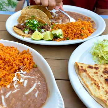 Compadres Mexican Restaurant - Ground beef tacos with rice and beans - Bars Near Me - Middleton, Wisconsin