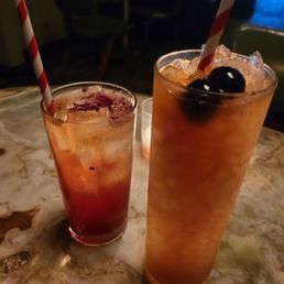two drinks on a table