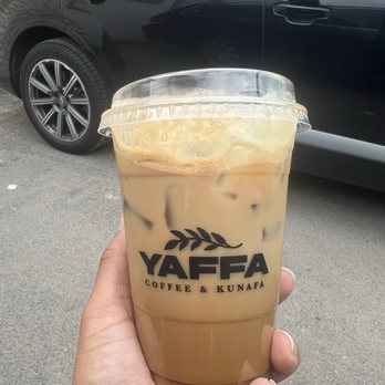 Yaffa Coffee & Kunafa - Iced Yaffa latte with oatmilk - Coffee & Tea Near Me - Clifton, New Jersey Yaffa Coffee & Kunafa - Iced Yaffa latte with oatmilk - Coffee & Tea Near Me - Clifton, New Jersey