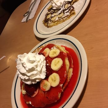 IHOP - Strawberry and banana pancakes (half portion) and banana Nutella crepe (half portion). - Breakfast & Brunch Near Me - Newark, California IHOP - Strawberry and banana pancakes (half portion) and banana Nutella crepe (half portion). - Breakfast & Brunch Near Me - Newark, California