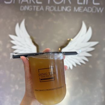 Ding Tea Rolling Meadows - Small Passionfruit Tea with Crystal Boba (lychee jelly texture in tapioca form) - Bubble Tea Near Me - Rolling Meadows, Illinois