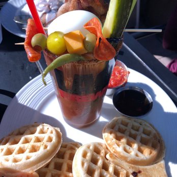 Dirtwater Springs - Breakfast Bloody Mary with waffles - American Near Me - Apache Junction, Arizona Dirtwater Springs - Breakfast Bloody Mary with waffles - American Near Me - Apache Junction, Arizona
