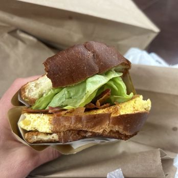 Eggyo - EBC sandwich, egg bacon cheese, but I skipped on the cheese today - Sandwiches Near Me - Stanton, California