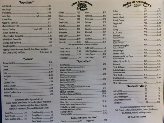 Menu photo 2 Geri's Pizza Avon, MA