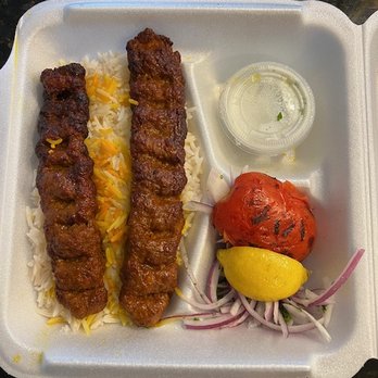 Lavash Mediterranean Grill - Ground Beef Kabobs, side of rice. No Salad comes with the combo. - Mediterranean Near Me - Atlanta, Georgia