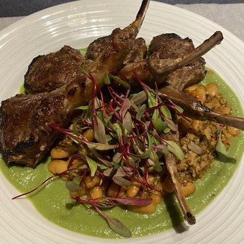 Dukes Chophouse - Lamb chops & sausage on bed pea pure - Lounges Near Me - Schenectady, New York