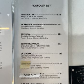 The Library Specialty Coffee - pour over options as of 18 august 2024 - Coffee & Tea Near Me - Markham, Ontario
