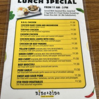 Nine & Nine Thai Kitchen - Lunch special menu - Thai Near Me - Pasadena, California Nine & Nine Thai Kitchen - Lunch special menu - Thai Near Me - Pasadena, California