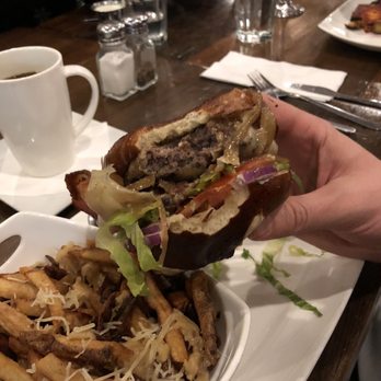 The Loft Restaurant - Burger, with garlic Parmesan fries. The bottom half of this was all crumbles - Seafood Near Me - Bellingham, Washington The Loft Restaurant - Burger, with garlic Parmesan fries. The bottom half of this was all crumbles - Seafood Near Me - Bellingham, Washington