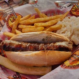 Original brat (they use Usingers) with fries and sauerkraut