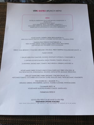 Menu photo 4 Vero Bistro Moderne Calgary, AB