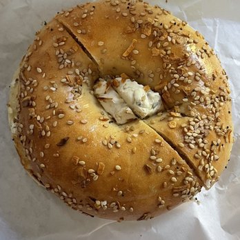 I Love Bagels - Everything bagel with garlic cream cheese - Delis Near Me - Oceanside, California I Love Bagels - Everything bagel with garlic cream cheese - Delis Near Me - Oceanside, California