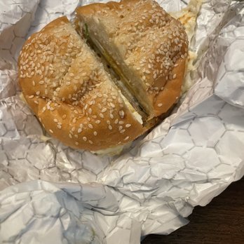 Bread Basket Bakery - Egg sausage and cheese - on a burger bun? - Bakeries Near Me - Saratoga Springs, New York