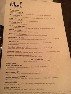 Menu photo 8 Miel Restaurant Nashville, TN