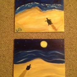 My boyfriend and I's paintings :-)