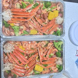 Byrd’s Seafood Market - Steamed snow, crab, sausage, shrimp, brussels sprouts, broccoli, corn, potatoes