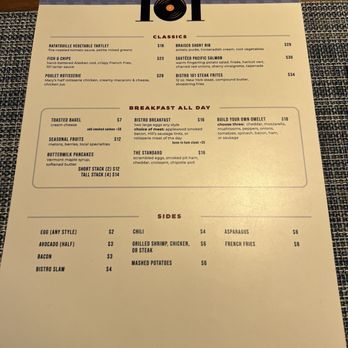 Bistro 101 - Menu - American Near Me - Rohnert Park, California Bistro 101 - Menu - American Near Me - Rohnert Park, California