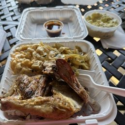 Chicken Mac and cheese and cabbage. Chicken Mac and cheese and cabbage.