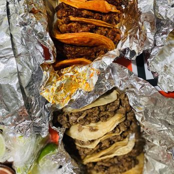 Antojitos Mexicanos - Carne Asada and Al Pastor tacos - onion/cilantro on the side - Mexican Near Me - Perris, California