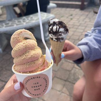 Cookiebird Ice Cream Bar - Oreo chocolate and strawberry vanilla - Ice Cream & Frozen Yogurt Near Me - St. Augustine, Florida Cookiebird Ice Cream Bar - Oreo chocolate and strawberry vanilla - Ice Cream & Frozen Yogurt Near Me - St. Augustine, Florida