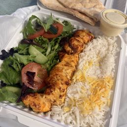 Chicken kabob plate. DELICIOUS! Way better than Luna Grill and just as good as Panini Kabob Grill. This is my favorite new spot. Chicken kabob plate. DELICIOUS! Way better than Luna Grill and just as good as Panini Kabob Grill. This is my favorite new spot.