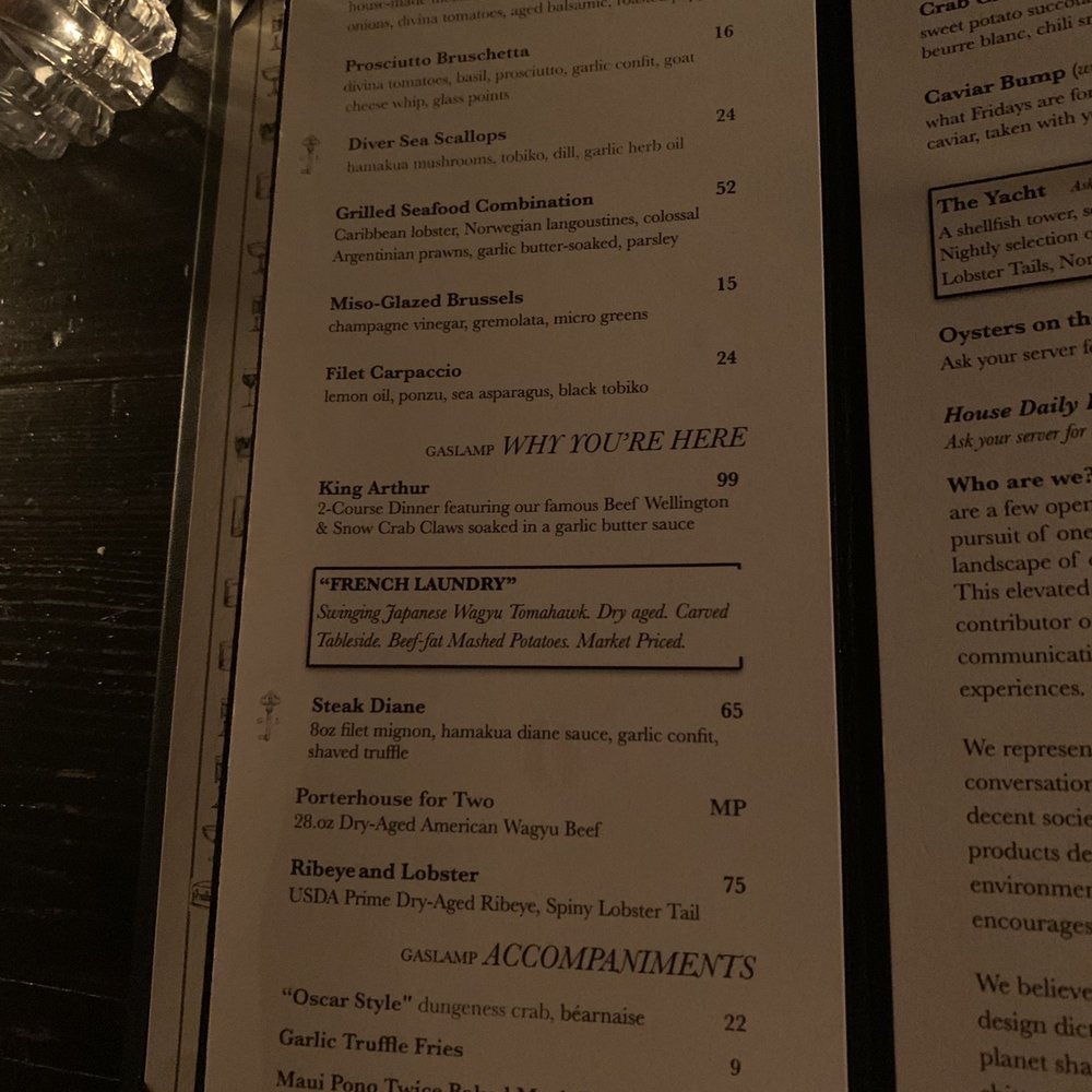 Gaslamp - Food menu - Steakhouses Near Me - Kailua, Hawaii Gaslamp - Food menu - Steakhouses Near Me - Kailua, Hawaii