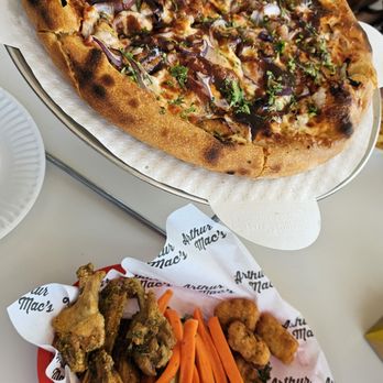 Arthur Mac's Little Snack - Combo Chicken (honey lemon pepper wings + boneless bites) and BBQ Chicken Pizza - Pizza Near Me - Emeryville, California
