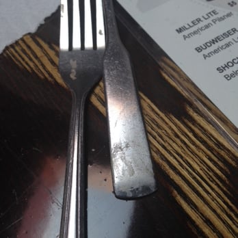 Fat Pete's BBQ - CHECK SILVERWARE. First was dirty with sauce on prongs. He left this one and brought another one which ended up being dirty at the handle. - Barbeque Near Me - Washington, DC, District of Columbia