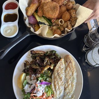 BlueSalt Fish Grill - White fish plate and a seafood basket with grilled mediterranean veggies - Seafood Near Me - Torrance, California