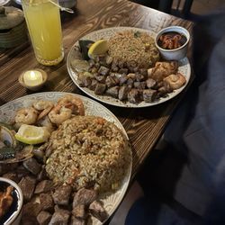 Don Sanchez - Steak and Shrimp teppanyaki plates. Limon drink (was not alcoholic)
