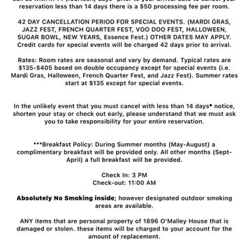 1896 O'Malley House - This is the Booking.com website where it clearly says a complementary breakfast is included in the price - Bed & Breakfast Near Me - New Orleans, Louisiana 1896 O'Malley House - This is the Booking.com website where it clearly says a complementary breakfast is included in the price - Bed & Breakfast Near Me - New Orleans, Louisiana