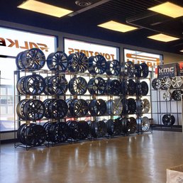 cool rim display @1010 Tires on Marine Dr.