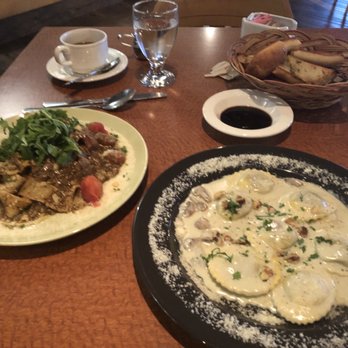ALBA Restaurant - Duck papardelle and regular mushroom ravioli - DELICIOUS - Italian Near Me - Jasper, Alberta