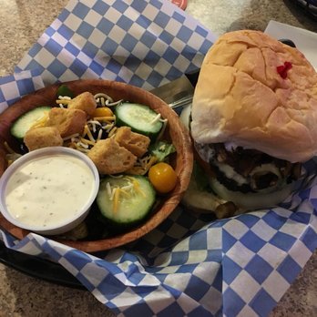 Stockmans Bar - Mushroom and Swiss Burger with Side Salad - Sports Bars Near Me - Layton, Utah