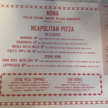 Nona - Main Menu - Pizza Near Me - Brussels, BRU Nona - Main Menu - Pizza Near Me - Brussels, BRU