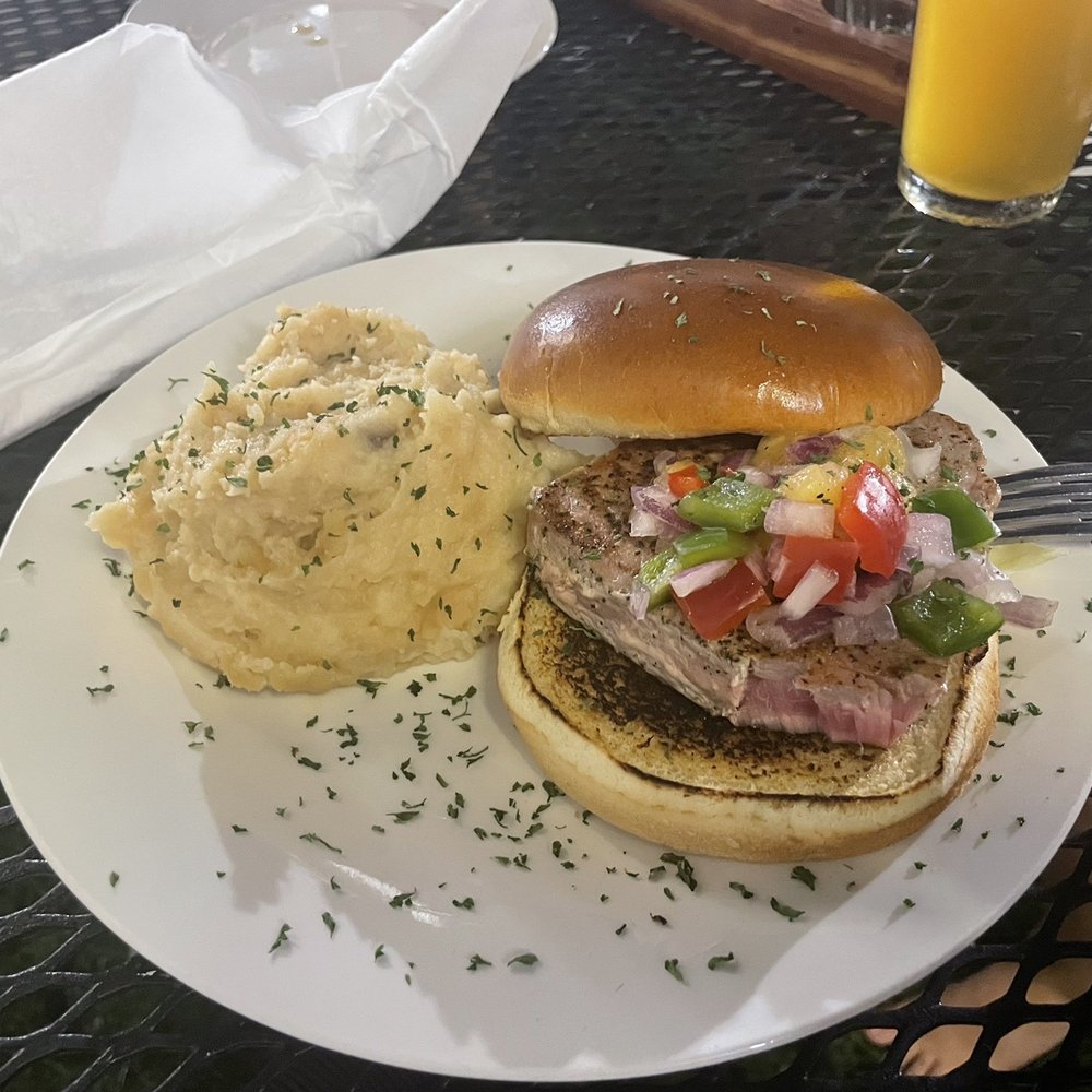 Shadowlawn Eats - Tuna steak sandwich with garlic mashed potatoes - New American Near Me - Virginia Beach, Virginia Shadowlawn Eats - Tuna steak sandwich with garlic mashed potatoes - New American Near Me - Virginia Beach, Virginia
