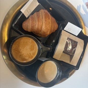 Haraz Coffee House - Ginger chai, cardamom chai, croissant and raspberry brownie - Coffee & Tea Near Me - Fairfax, Virginia