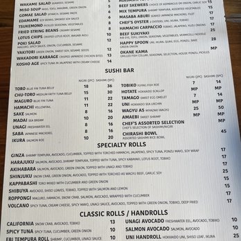 Okane - Menu - Sushi Bars Near Me - San Francisco, California Okane - Menu - Sushi Bars Near Me - San Francisco, California