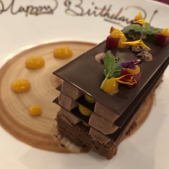 Café Boulud - Chocolate Millefeuille close up - Cafes Near Me - Toronto, Ontario