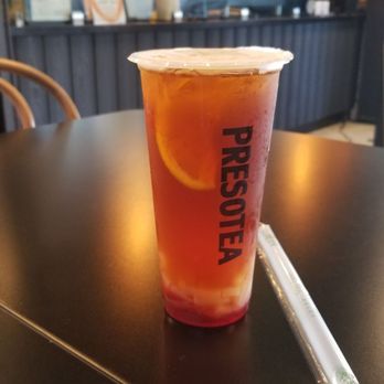 Presotea - Lychee strawberry fruit tea - Bubble Tea Near Me - Anaheim, California