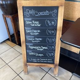 a menu on a chalk board