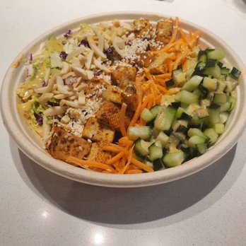 Currito Glenview - Bangkok Bowl (cilantro lime rice, asian cabbage, cucumber, carrot, almonds, thai-style peanut sauce, spicy cashew vinaigrette, sesame seeds) - Salad Near Me - Glenview, Illinois Currito Glenview - Bangkok Bowl (cilantro lime rice, asian cabbage, cucumber, carrot, almonds, thai-style peanut sauce, spicy cashew vinaigrette, sesame seeds) - Salad Near Me - Glenview, Illinois