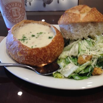 Boudin - Half soup (clam chowder in a bread bowl) and half salad (caesar) - Bakeries Near Me - San Jose, California