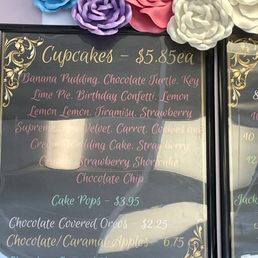 Menu of cupcake flavors Menu of cupcake flavors