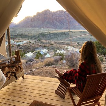 Under Canvas Zion - Enjoying the sunrise - Hotels Near Me - Virgin, Utah