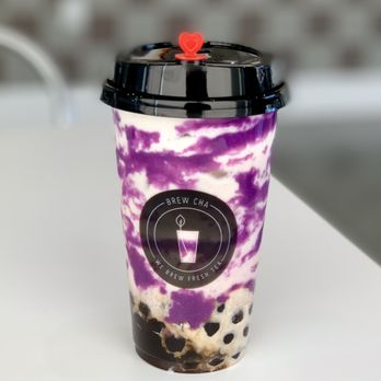 Brew Cha - Cold Ube Taro Latte - Bubble Tea Near Me - San Francisco, California