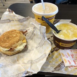 Bacon egg and cheese with grits and OJ Bacon egg and cheese with grits and OJ